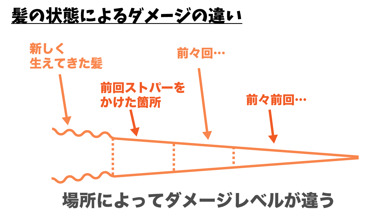 髪の状態によるダメージの違い